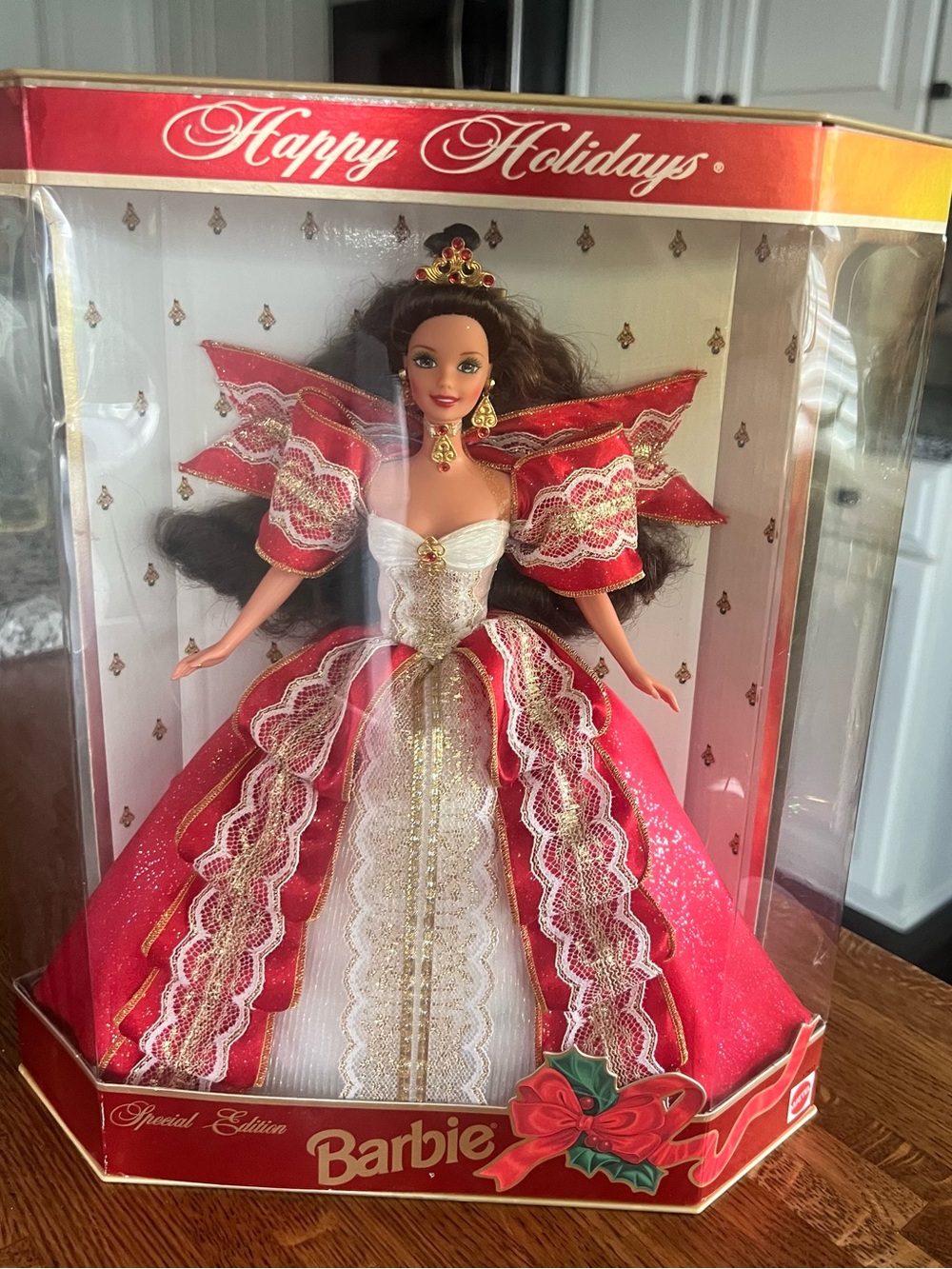 Barbie Holiday Doll in Red, White & Gold Gown